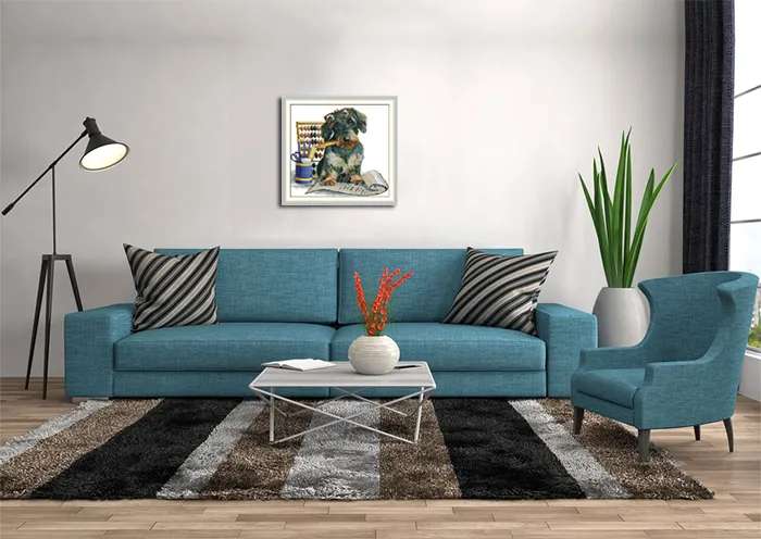 Mooie hond cartoon 3D decor home decor, handgemaakte kruissteek ambachtelijke gereedschap borduurwerk handwerken sets geteld afdrukken op canvas DMC 14CT / 11CT