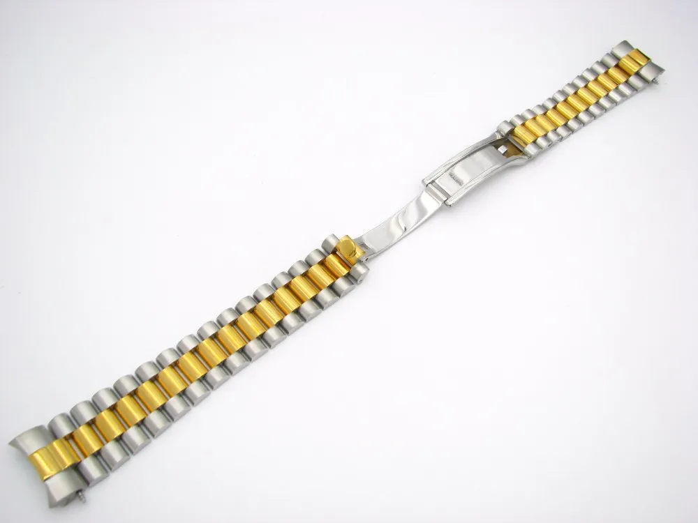 CARLYWET 20mm ensemble solide incurvé extrémité vis liens déploiement fermoir en acier inoxydable Bracelet de montre Bracelet Bracelet Strap263S