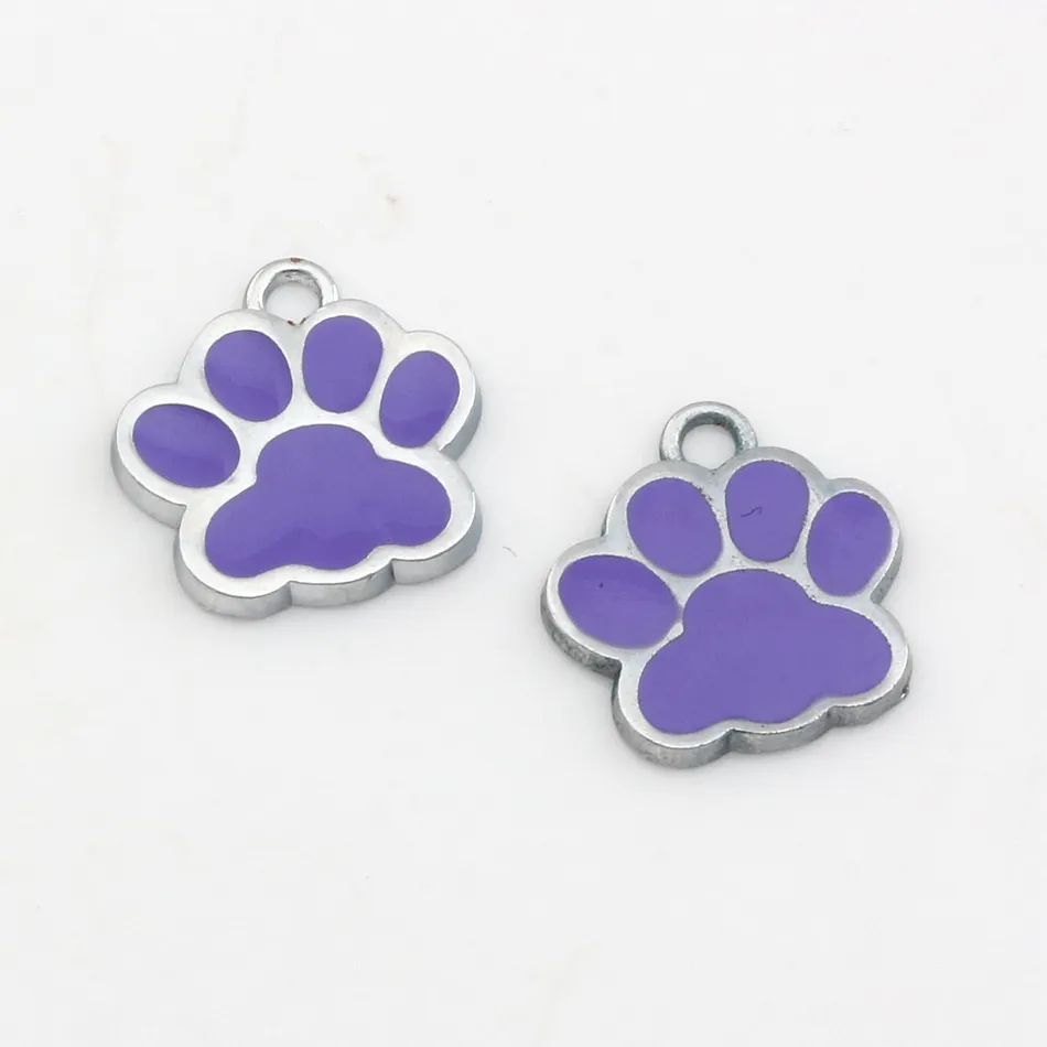 mixed Enamel zinc Alloy Paw Print Charms Pendants For Jewelry Making Bracelet Necklace DIY Accessories 17x17.5mm 