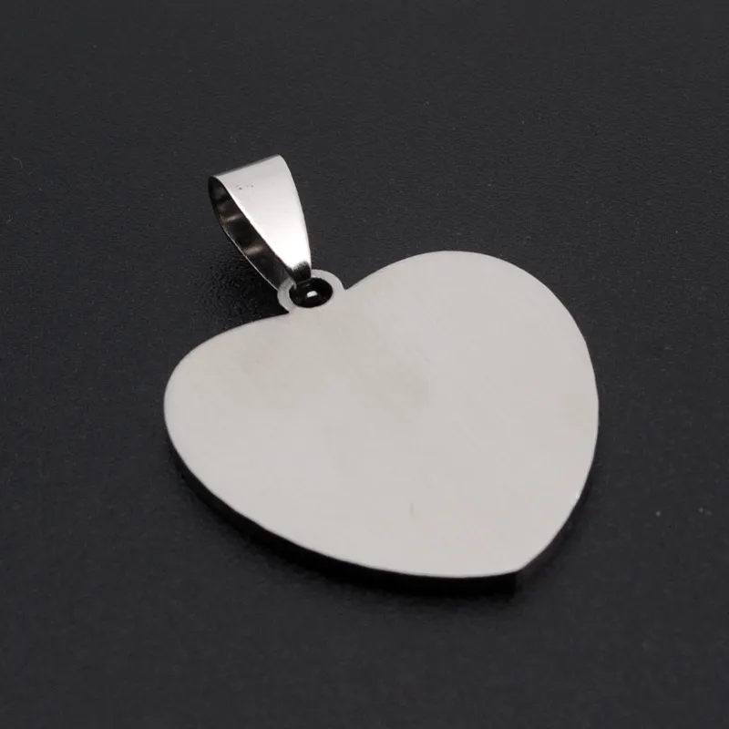 Silver Plated Stainless Steel DIY Heart Charms Pendant Blank Dog Tags Fashion Jewelry For Lover Necklaces