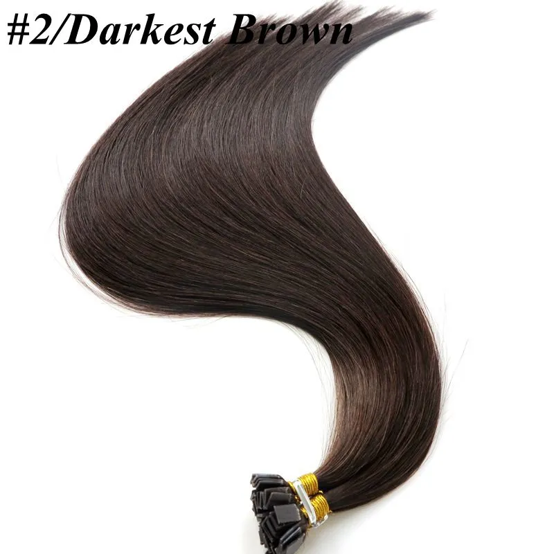 50g 50 sztuk Brazylijski Ludzki Włosy Płaska Końcówka Pełna Cuticle Remy Indan Peruwiański Malezyjski Keratyn Wstępnie Bull Human Hair Extensions Trwa 2years