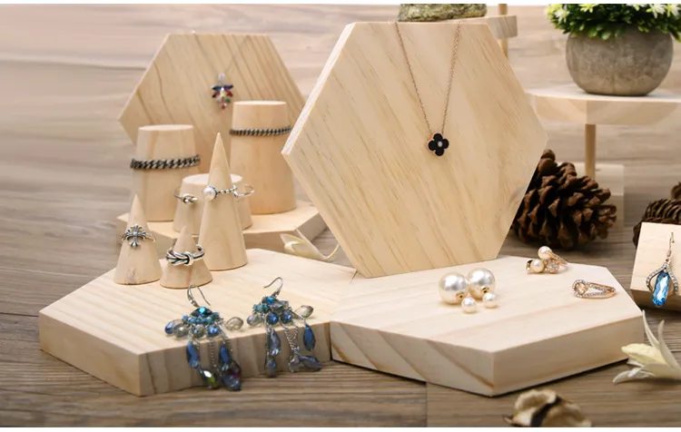 Boîte à bijoux coffret en bois bagues colliers bracelets Naturel PRESENTOIRS  POUR BIJOUX