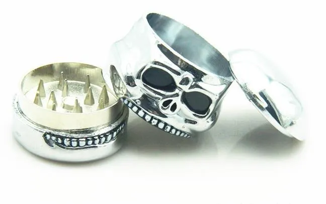 3 couches de BROYEUR DE TABAC amovible Metal Skull dents broyeur de tabac 48*50mm, le commerce de gros