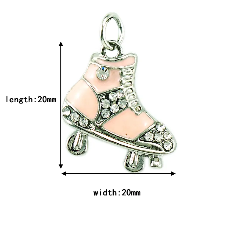 Fashion Floating Charms Rhinestone Light Yellow Enamel Skating Shoes Children Pendants DIY Charms For Jewelry Making Accessories