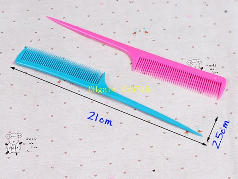 20 unids/lote envío gratis Mini peine de pelo de cola puntiaguda peine de plástico herramientas de belleza cepillo de pelo 21x2,5 cm mezcla de colores