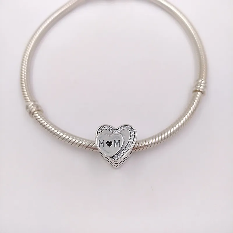 Moeders Dag 925 Sterling Zilveren Kralen Tribute aan Mum Charms Past Europese Pandora Stijl Sieraden Armbanden Ketting 792070CZ MOM Geschenken