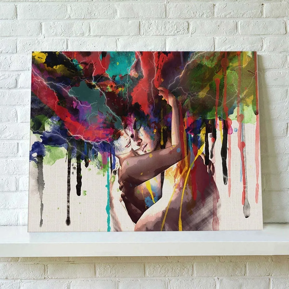 Pintura al óleo moderna (sin marco) Pareja abstracta amantes de la lona Giclee imagen del arte Pintura al óleo moderna (sin marco) Pareja abstracta amantes de la lona Giclee imagen del arte