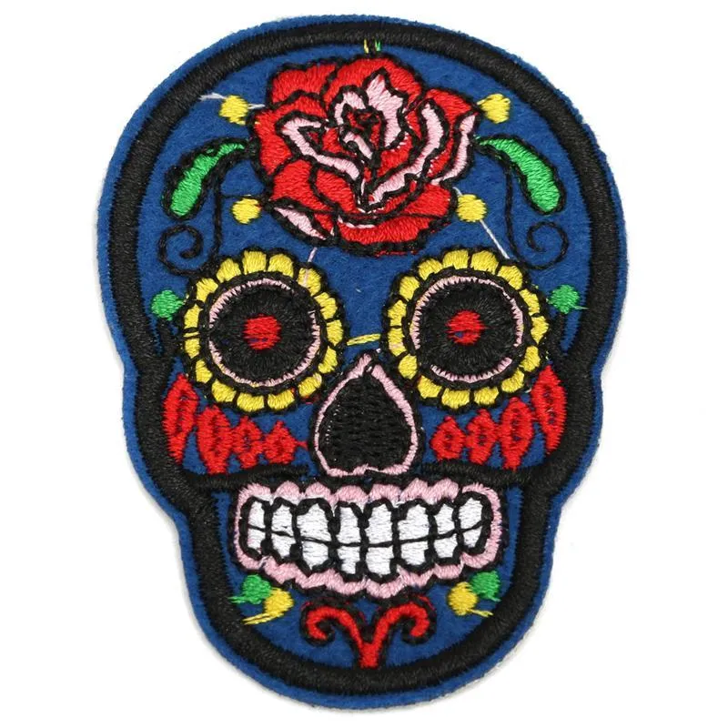 20 pcs Patch DIY Flowered Skull Embroidered Patches Fabric Badges Iron-On Sewing For Bags Patches Clothes Hat Decorative Ornament2943