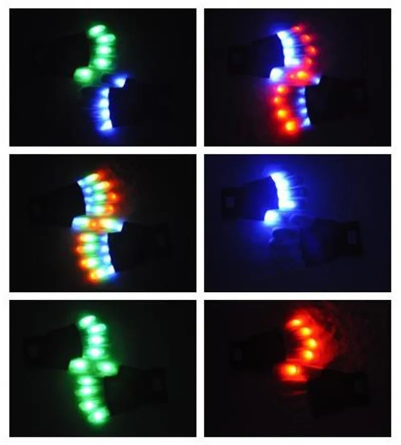 / 50 par Ny LED Svart + Vit Handskar Blinkande handskar Glöd LED Light Up Rave Glove Glow Light Finger Handskar Party Props