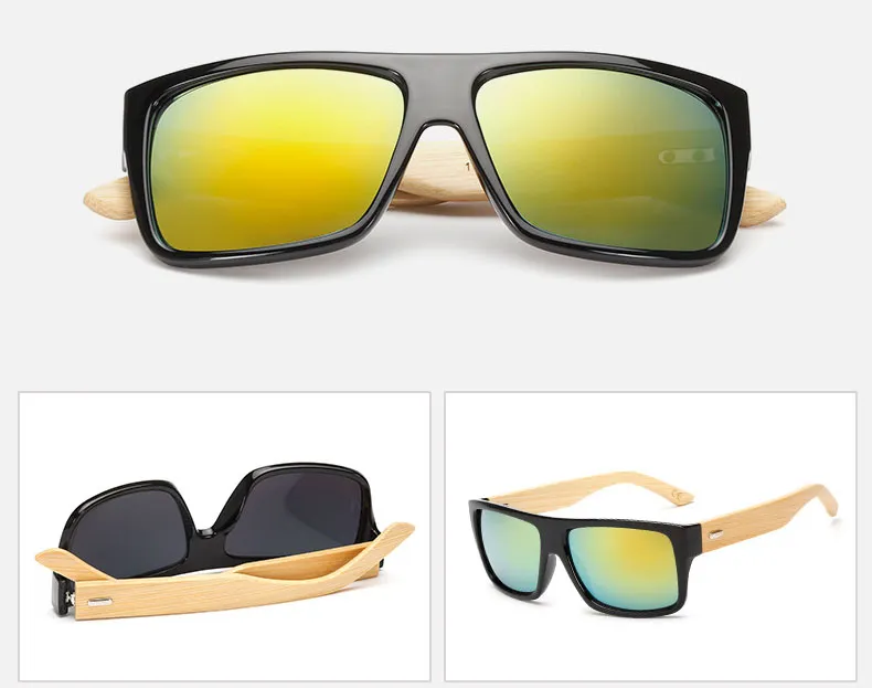 Vintage Men Sunglasses Bamboo Frame Sunglass Designer Natural Wood Women High UV400 Protection Multi Color Quality Sun Glasses