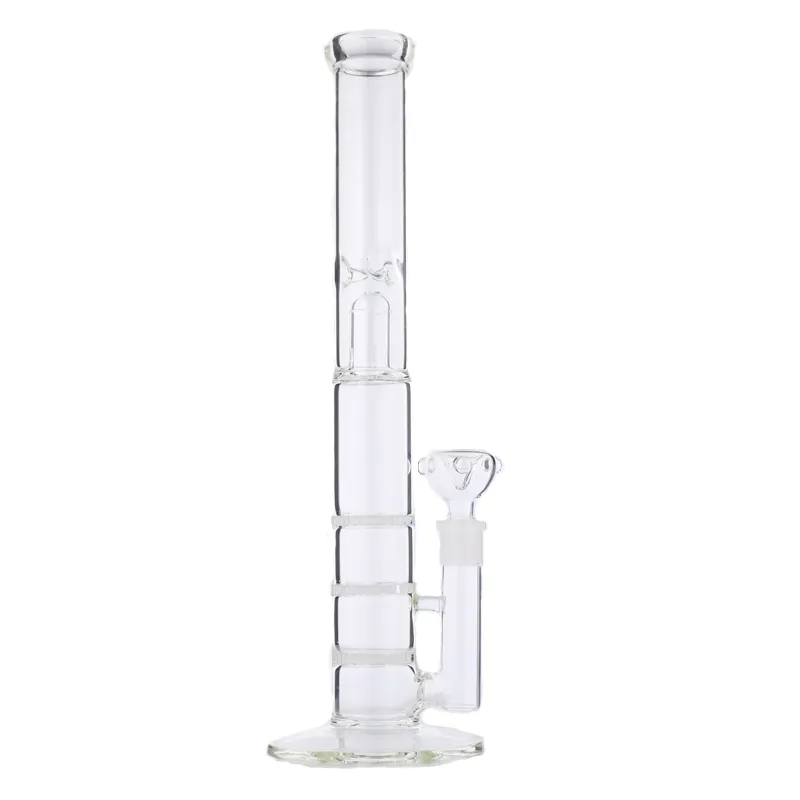 Wasserpfeifen Dreifache Glockenabdeckung Perc-Bong Glaswasserpfeifen gerade Bong 17,5 Zoll hoch 5 mm dick zum Rauchen