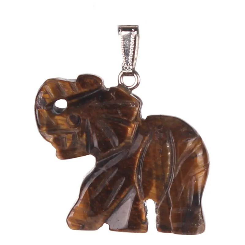 Opal Opalite Tiger Eye Elephant Natural Stone Carved 32 * 25mm Figur Chakra Bead Pendant Healing Crystal Reiki Feng Shui ger lycka till