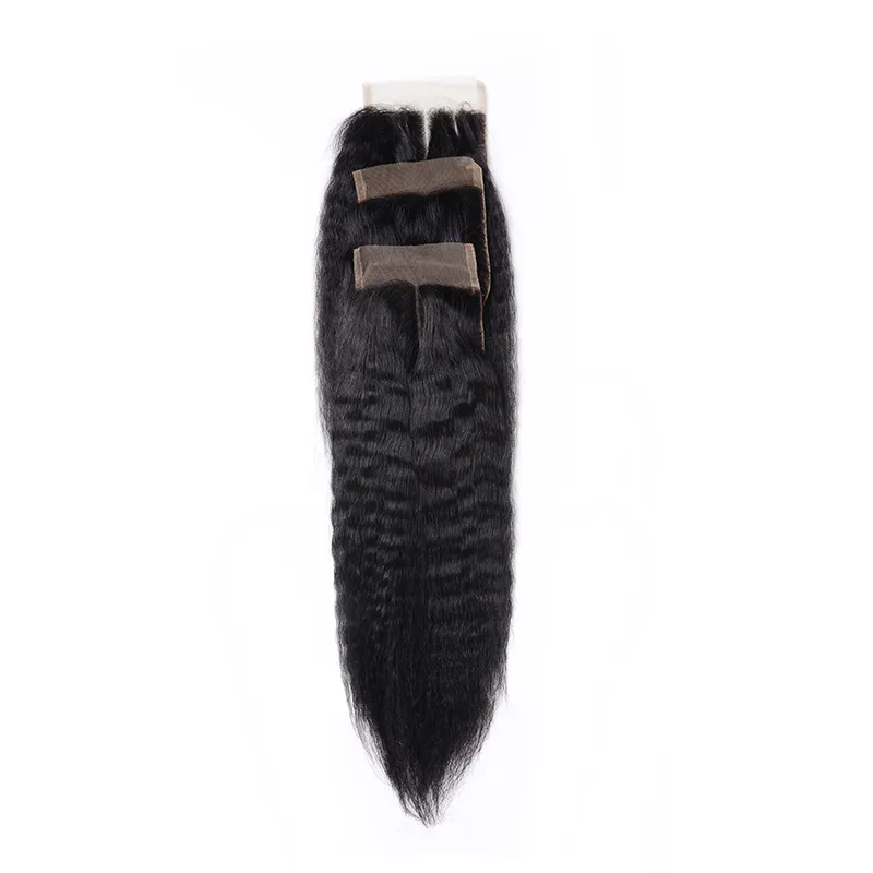 Peruanisches reines Haar, verworrenes glattes Haar, Bündel mit Verschluss, 4 Stück, 100, Echthaar, 3 Bündel, italienisches grobes Yaki mit 4 x 4 5418775