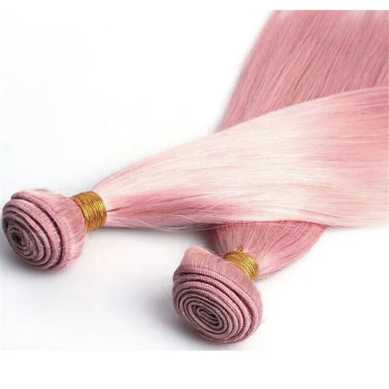 Top Quality Pink Human Hair Bundles Indian Pink Silky Straight Hair Extensions For Black Woman 10-30 Inch