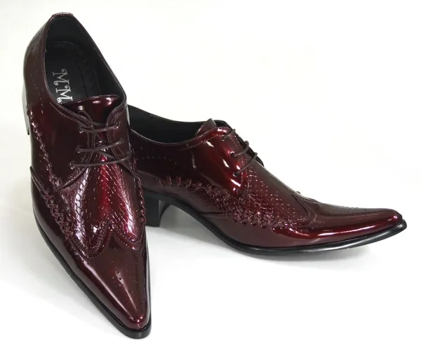 Scarpe da sposa moda uomo, scarpe con i tacchi alti rossi Business Party Oxfords Moda in pelle verniciata Casual il tempo libero Scarpe da uomo bianche