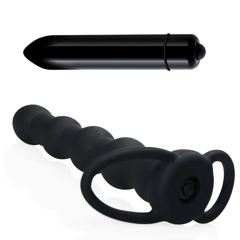 New Vibrating Double Penetration Strapon Anal Dildo 55039039 Black Silicone Strap On Penis Anal Plug Sex Products Adult 2335358
