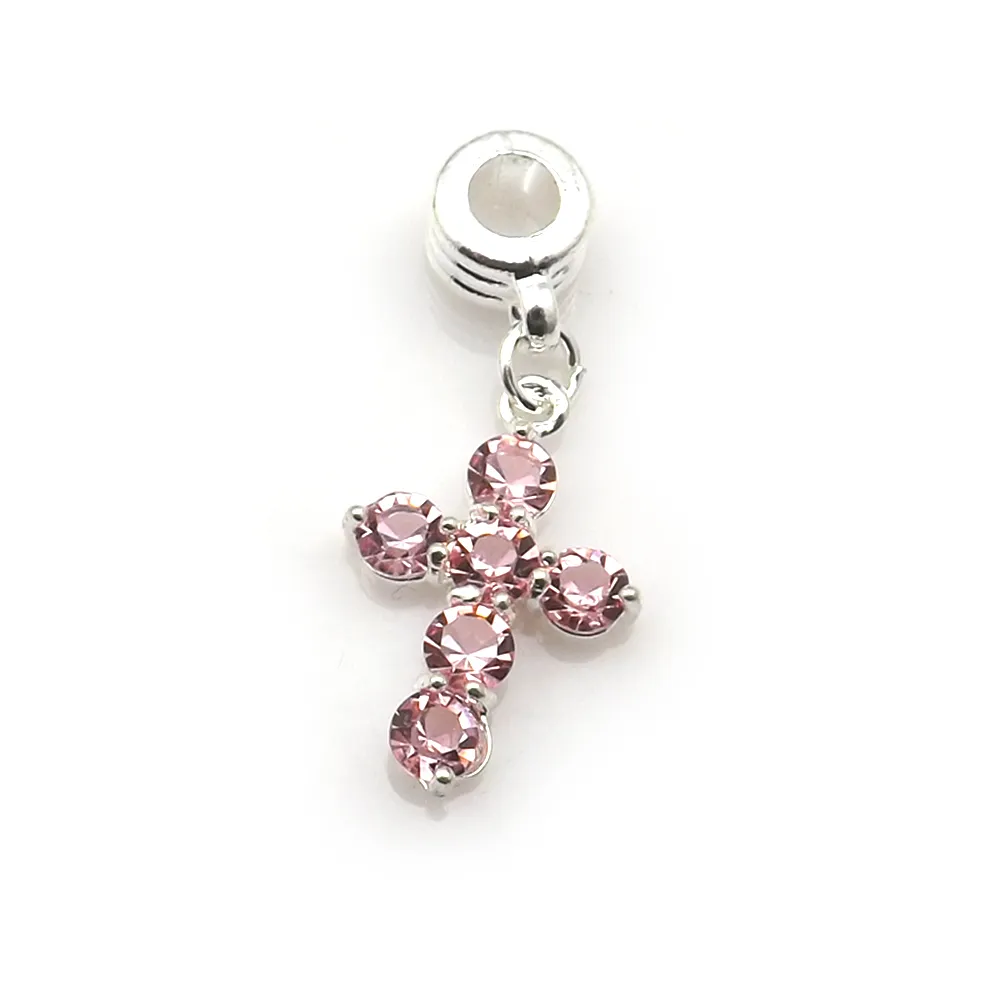 24 sztuk / partia Crystal Cross Shape Slide Naszyjnik Wisiorek Multicolor Rhinestone Urok Dla DIY Darmowa Wysyłka