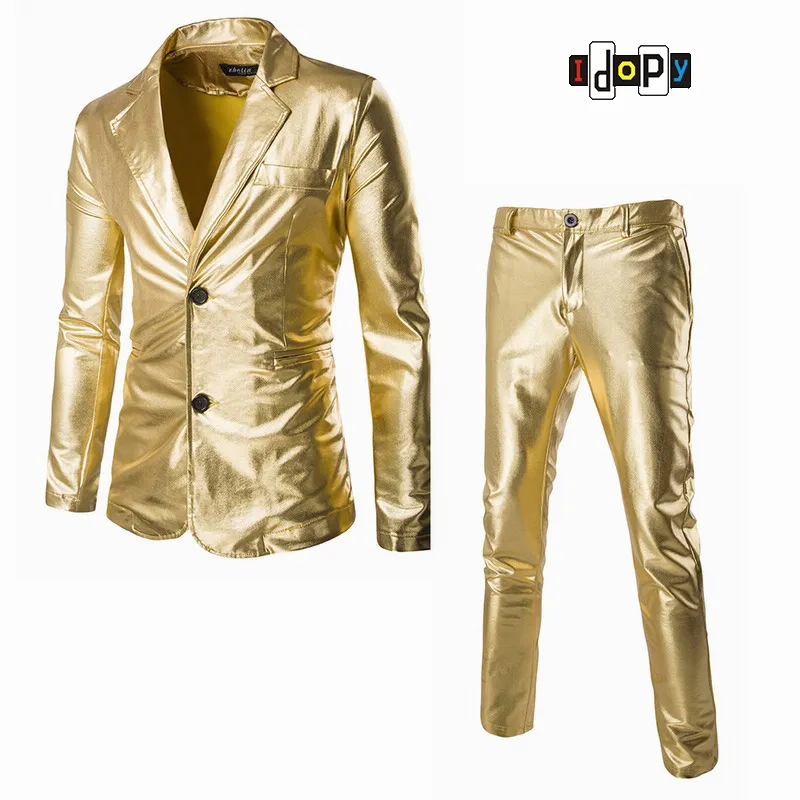 Groothandel - Mannen Zakelijke Pak Jas en Broek Sets Goud Zilver Zwart Slanke Tuxedo Formele Fashion Night Club Stage Performances Pak