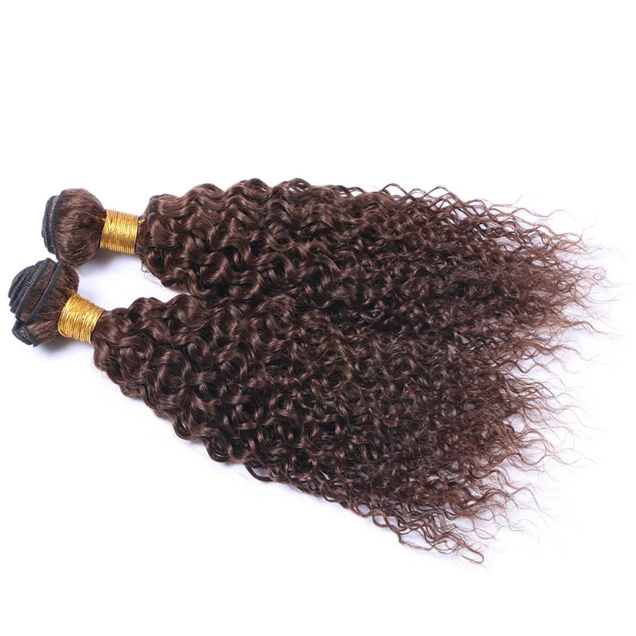 Trame de cheveux bruns ondulés profonds produits de haute qualité bouclés profonds 4 châtaignes Brwon cheveux tisse péruvien vierge cheveux humains Weaves2150264