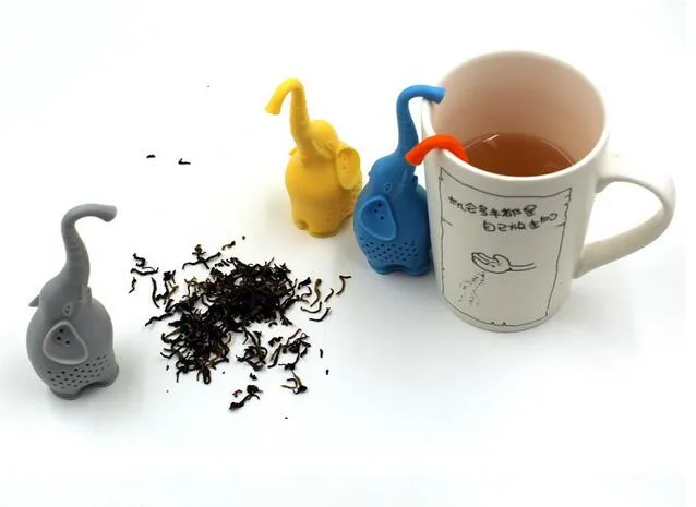 Matsal Bar Tekanna Gullig Elephant Silicone Tea Infuser Filter Tekanna för te Kaffe Drinkware XB1