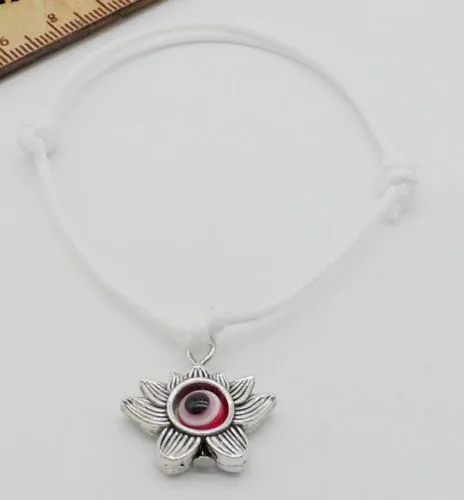 Gratis Lotus Flower String Evil Eye Lucky Red Wax Cord Justerbar Armband Ny