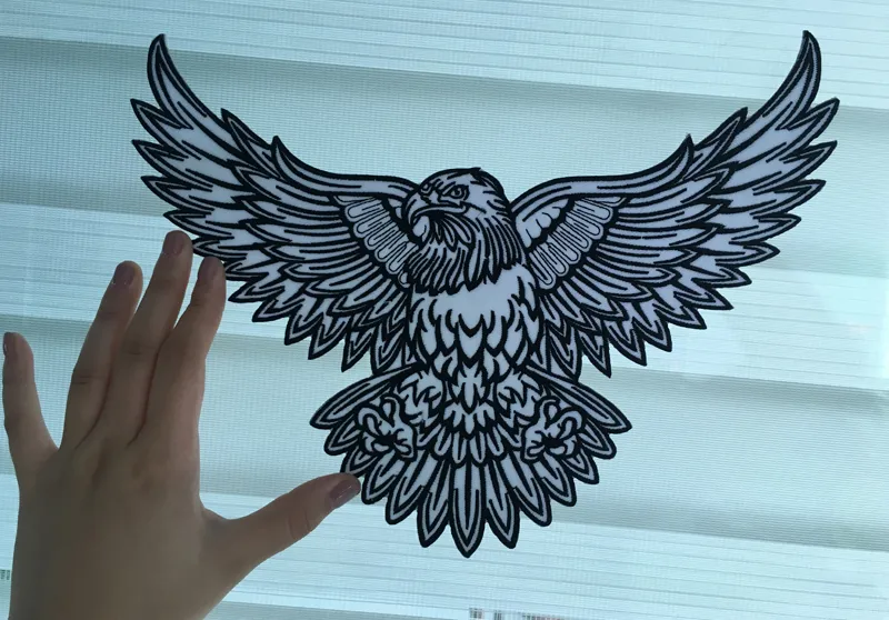 Remendo de bordado de águia perfeita tatuagem tinta arte design remendos de jaqueta motociclista 28 cm 21 cm remendo de ferro 248y