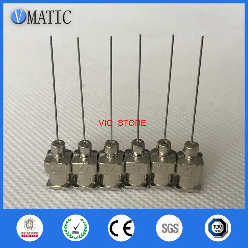 VMATIC Electronic Component 1 Inch Tip Length 27G Blunt Stainless Steel Glue Dispensing Syringe Needle Tips
