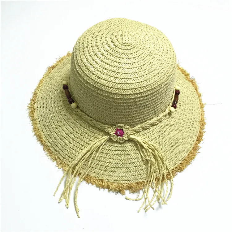 halm hattar halm hatt för damer kvinnor hattar, hink hatt sommar strand sol hattar med blomma, hatt med båge