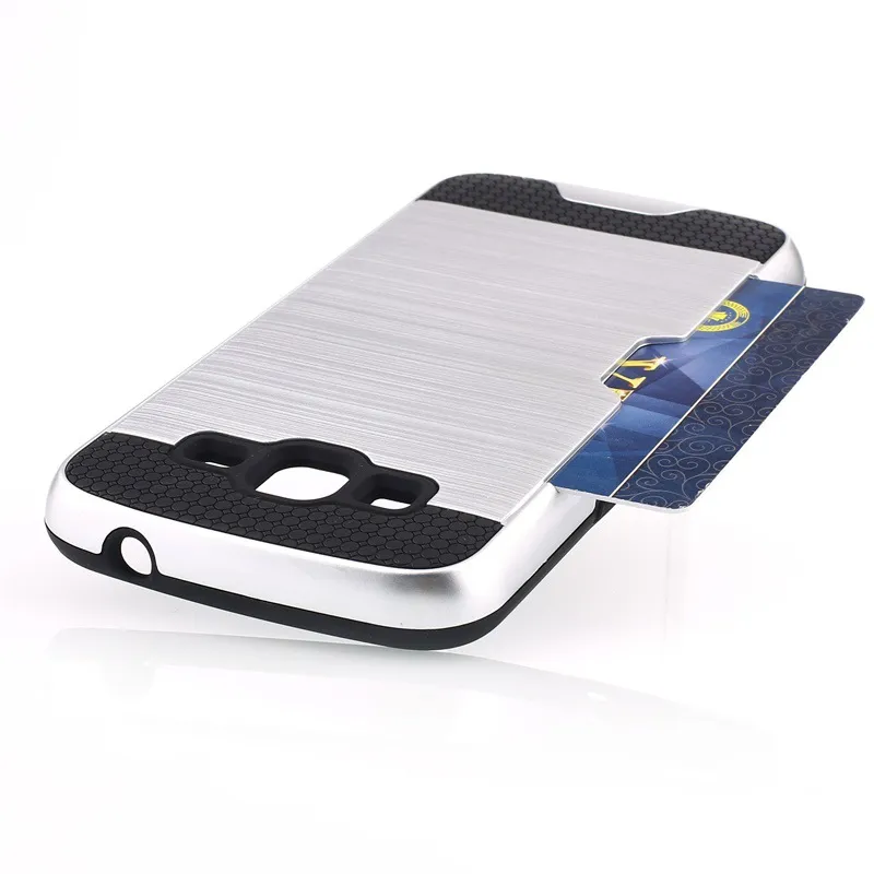 Armor TPU+PC Hybrid Brushed Credit Card Slot case FOR Samsung Galaxy Z3 NOTE 3 GRANG PRIME G530 NOTE 8 /lo