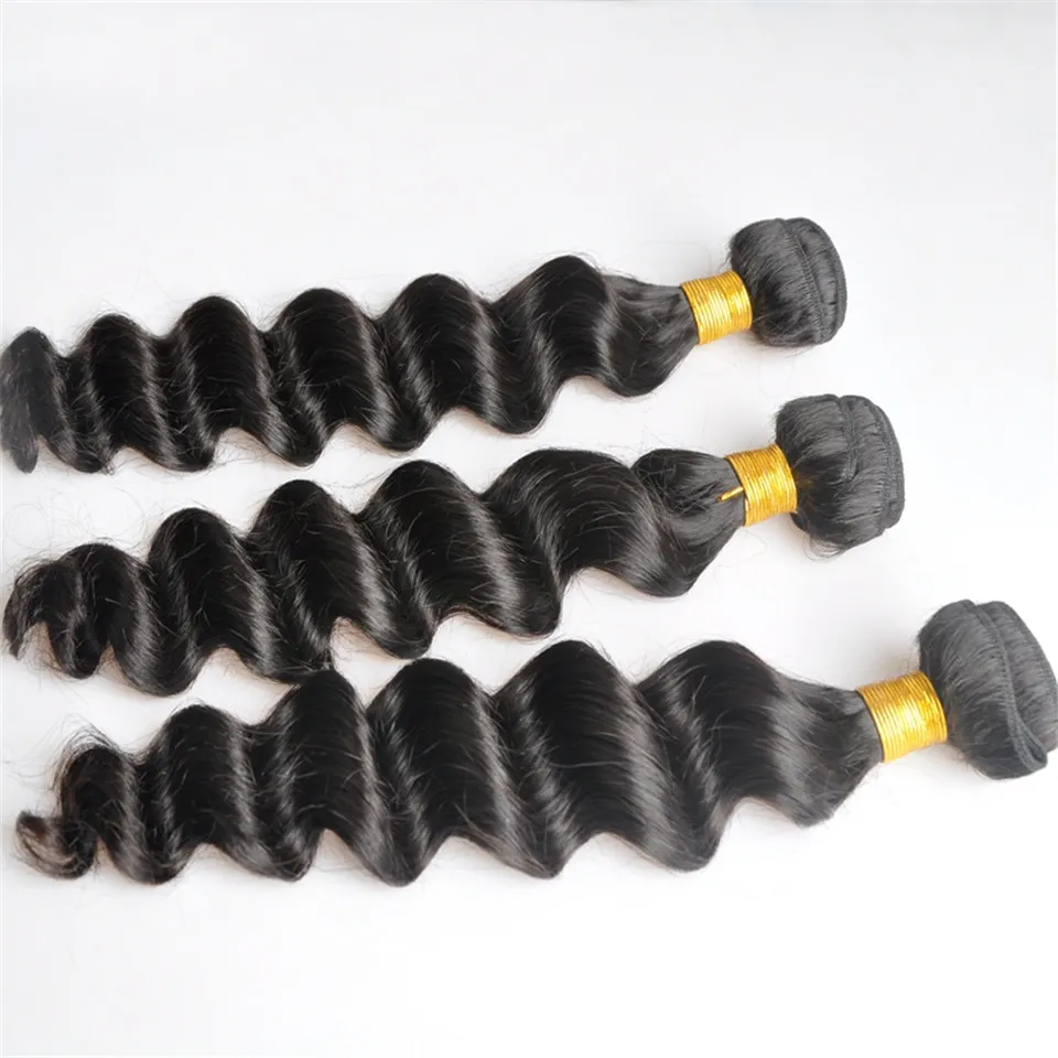 Indian Virgin Human Hair Loose Deep Wave Unprocessed Remy Hair Weaves Double Wefts 100g/Bundle 2bundleCan be Dyed Bleached