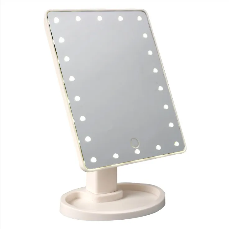 Desktop Fällbar Makeup Spegel med LED-lampor och Touch Sensor Travel Makeup Mirror Lighted LED Mirror Portable