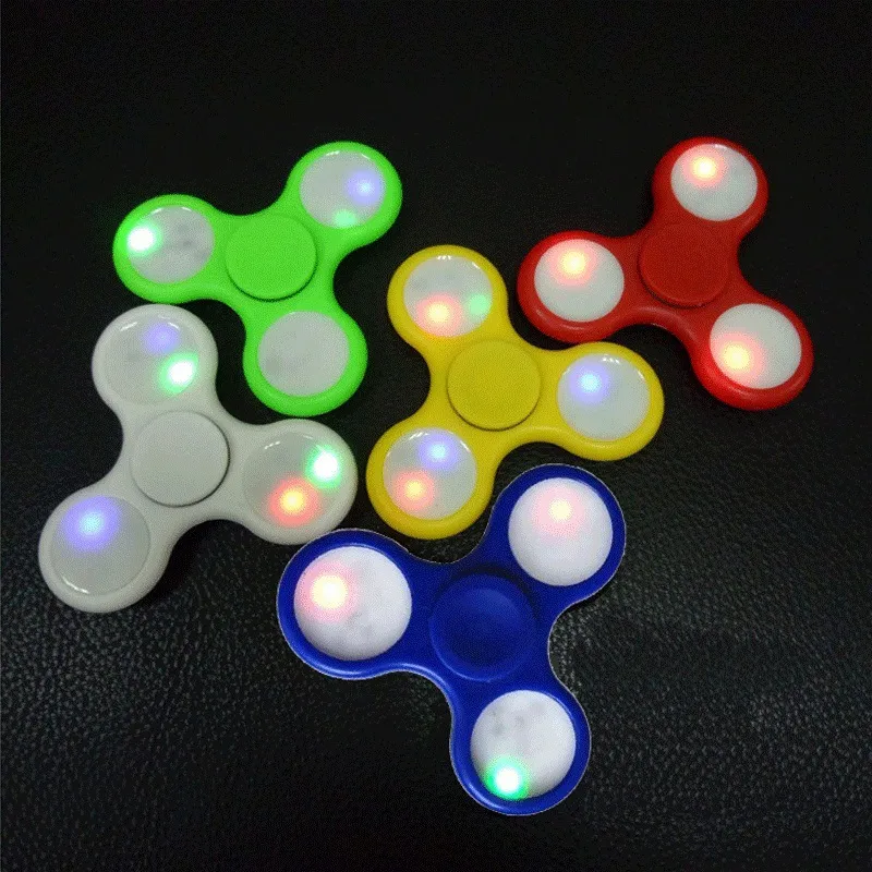 Hand Spinners LED Flash Light With Push Switch Luminous Spinner EDC Triangle Finger Spinning Fingers Anxiety Toys DHL4740995