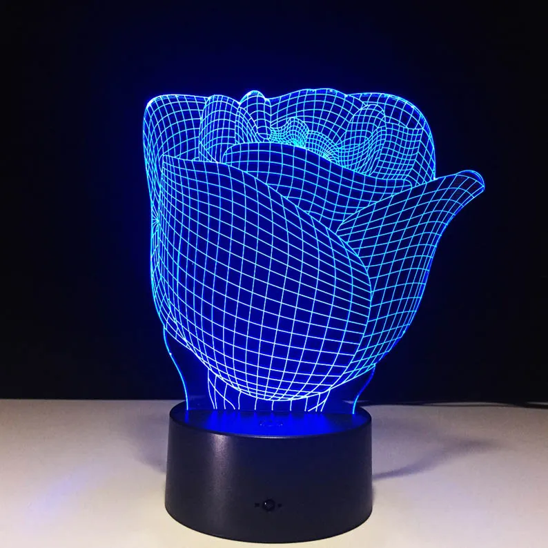 Rozen Nachtlampje Gepersonaliseerde Gift Valentijnsdag decoratieve tafellamp 3D visie kleurrijke kleur sfeer 3D-licht