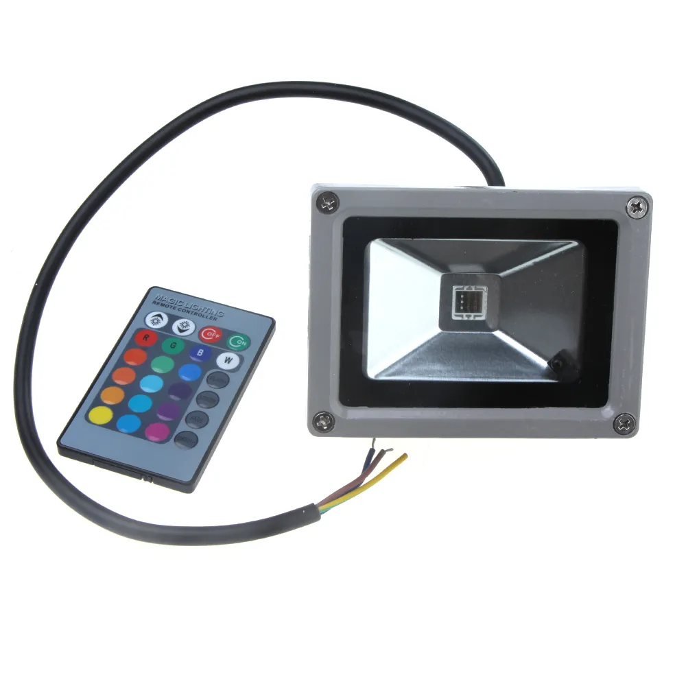 Outdoor RGB LED Flood Light Real Alta Potenza 10W 20W 30W 50W 100W Proiettore Lampadina impermeabile IP66 Lampada con telecomando Luci vacanze