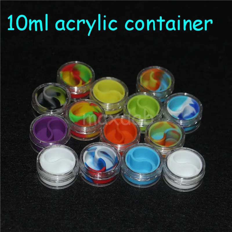 Acrylic silicon container 5ml 7ml 10ml wax hardshell silicone containers ABS non-stick dab bho oil jars tool storage jar holder