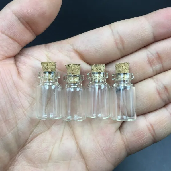 1ml Vials Clear Glass Bottles with Corks Miniature Glass Bottle with Cork Empty Sample Jars Small 13x24x6mmCute bottles Perfect for crafts