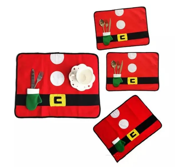 mais recentes celebrações sentiram pano de Natal Red Tabela Mat Tabela Placemats Decor Dinner Party Xmas estilo rústico decoração festiva fornecimentos vermelho