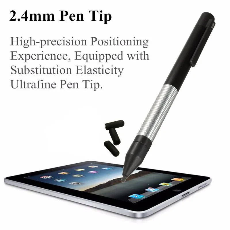 새로운 도착 범용 2.4 미리 메터 활성 용량 스타일러스 펜 그리기 태블릿 화면 터치 펜 태블릿 전화 HTC ipad S6 S7
