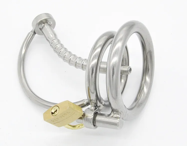 Dispositivi maschili in metallo Gabbie cazzi con catetere Cateteri Suoni Blocco anello pene Cage Plug Giocattoli sessuali uomini1270503