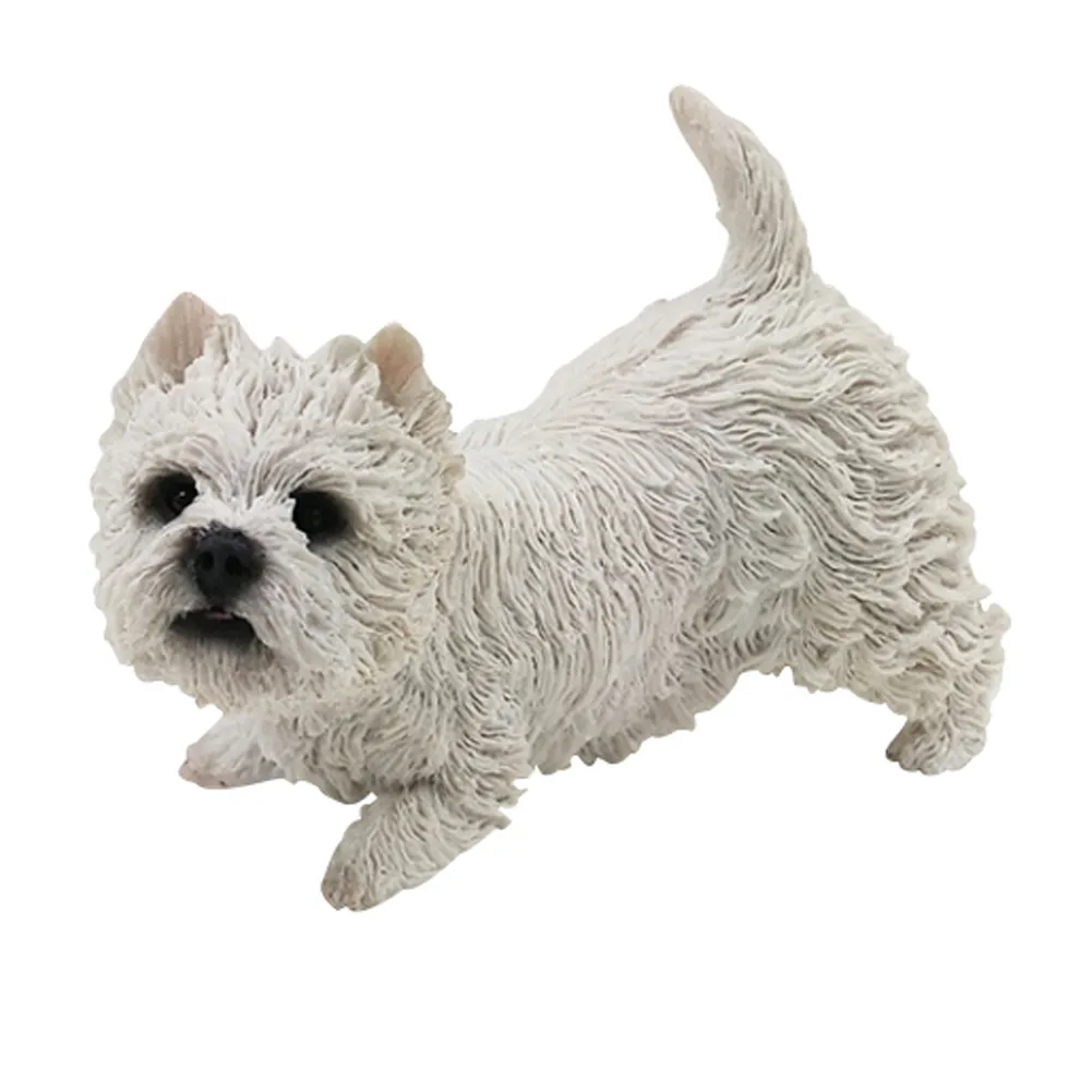 West Highland White Decor Terrier Dog Estatueta Resina Estátua Animal Decoração Decoração de Estatuetas para Brinquedo De Carro