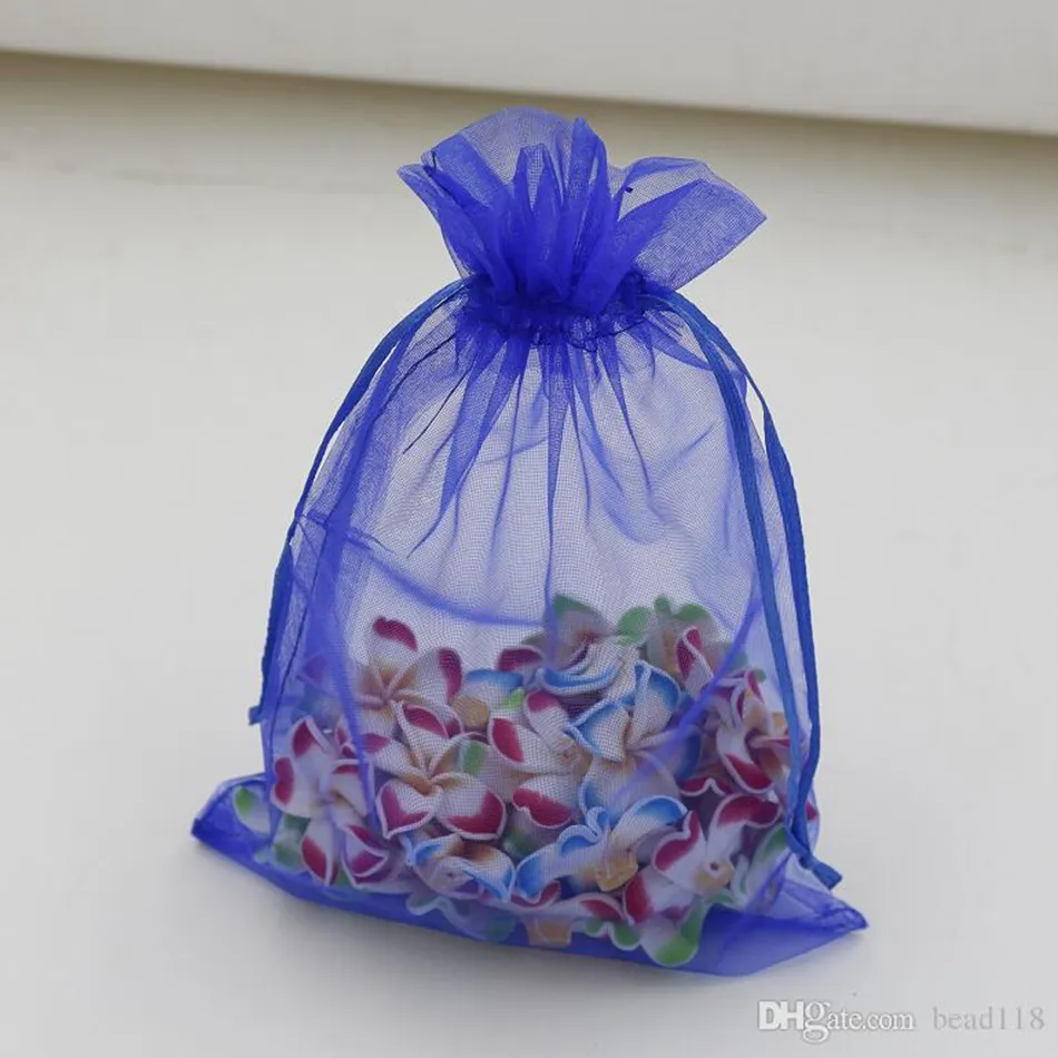 Royal Blue z sznurkiem organza torebki prezentowe 7x9cm 9x11cm itp. Przyjęcie weselne świąteczne fawory