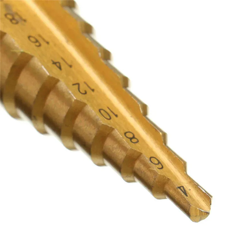 Hex Titanium Step Cone Drill Bit 4-22MM Hole Cutter HSS 4241 For Sheet Metalworking Wood Drilling High Quality Power Tools