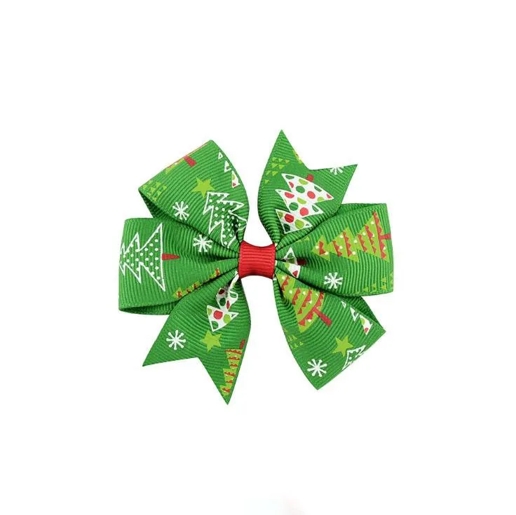 Bow girls hair pins New Christmas Style Children Hair Accessorie christmas trees snowman Boutique girls hair pins Kids Bow Clips
