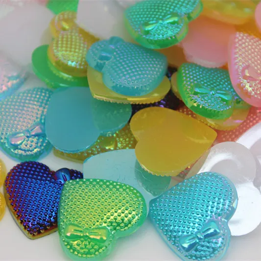 100 Heart Acrylic Heart Shaped Rhinestones Flat Back Beads For DIY