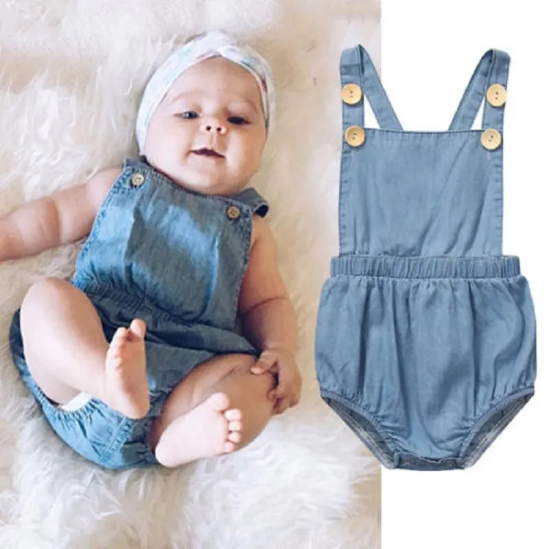 Baby Girls Boutique Vêtements Denim Ruffle Rober Trop