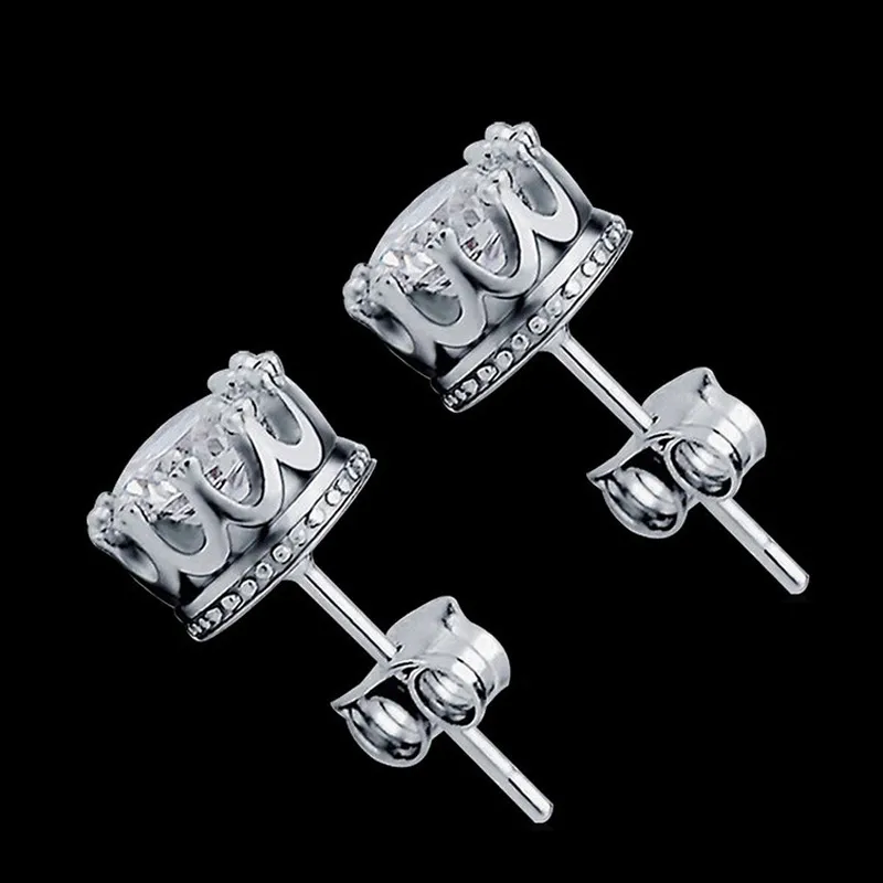 Nieuwe Crown Wedding Stud Earring 2017 Nieuwe 925 Sterling Zilver Gesimuleerde Diamanten Engagement Mooie Sieraden Crystal Ear Rings Crown Earri