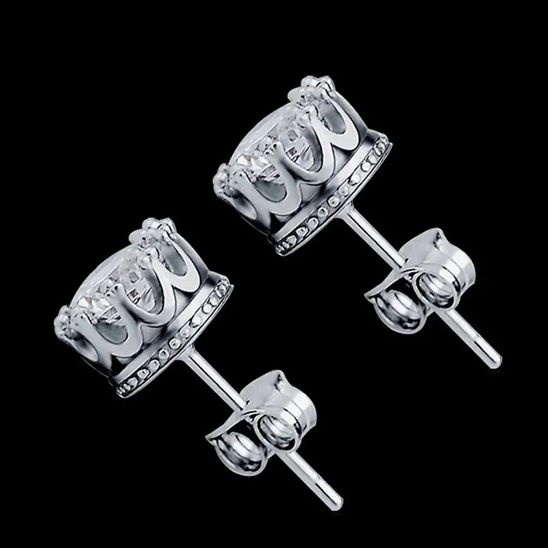 Nowa Crown Wedding Stud Kolczyk 2017 Nowy 925 Sterling Silver Symulowane Diamenty Zaręczyny Piękna Biżuteria Kryształowe pierścienie Uchodów Korony Earri