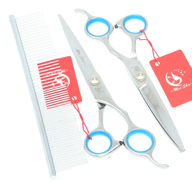 7.0Inch Meisha Pet Scissors Dog Grooming Satisors Set Japan 440C Straight + Curved + Thinning Shissors Kits Dogs Supplies .HB0061