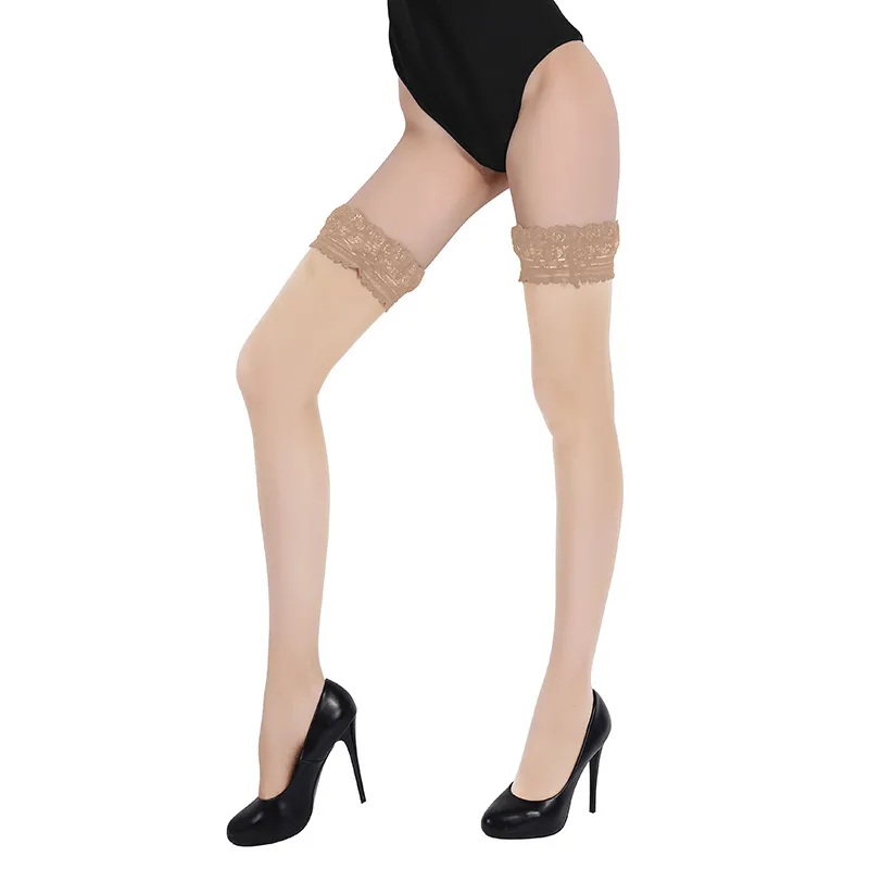 Heet dij hoge kous vrouwen zomer over de knie sokken Sexy Bas Femme Hosiery Nylon Kant Style Stay up kousen