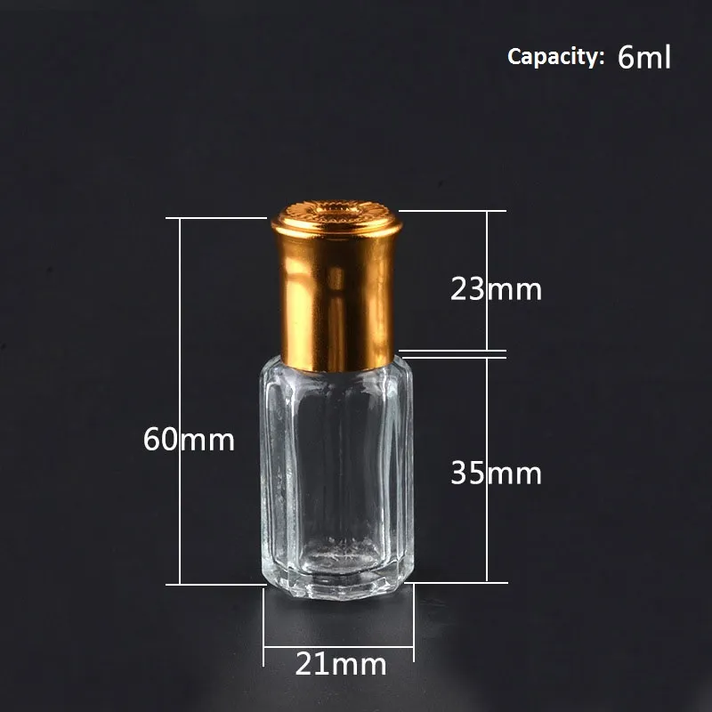 3ML 6ML 10ML 8 각형 유리 병 아로마 병에 금속 공 향수 에센셜 오일 포장 병 리필 케이스 ZA1623